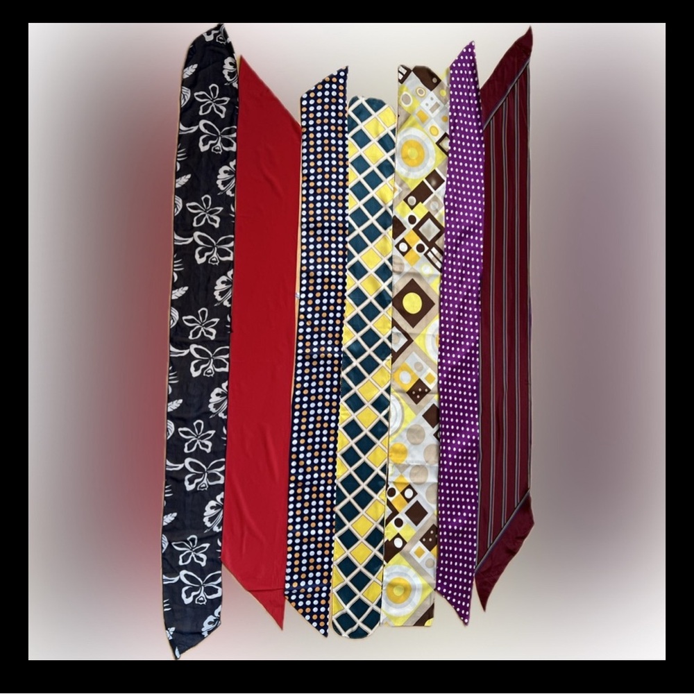 7️⃣Preppy Retro Twilly Bandeau Secretary Officecore Scarves Headband Academia